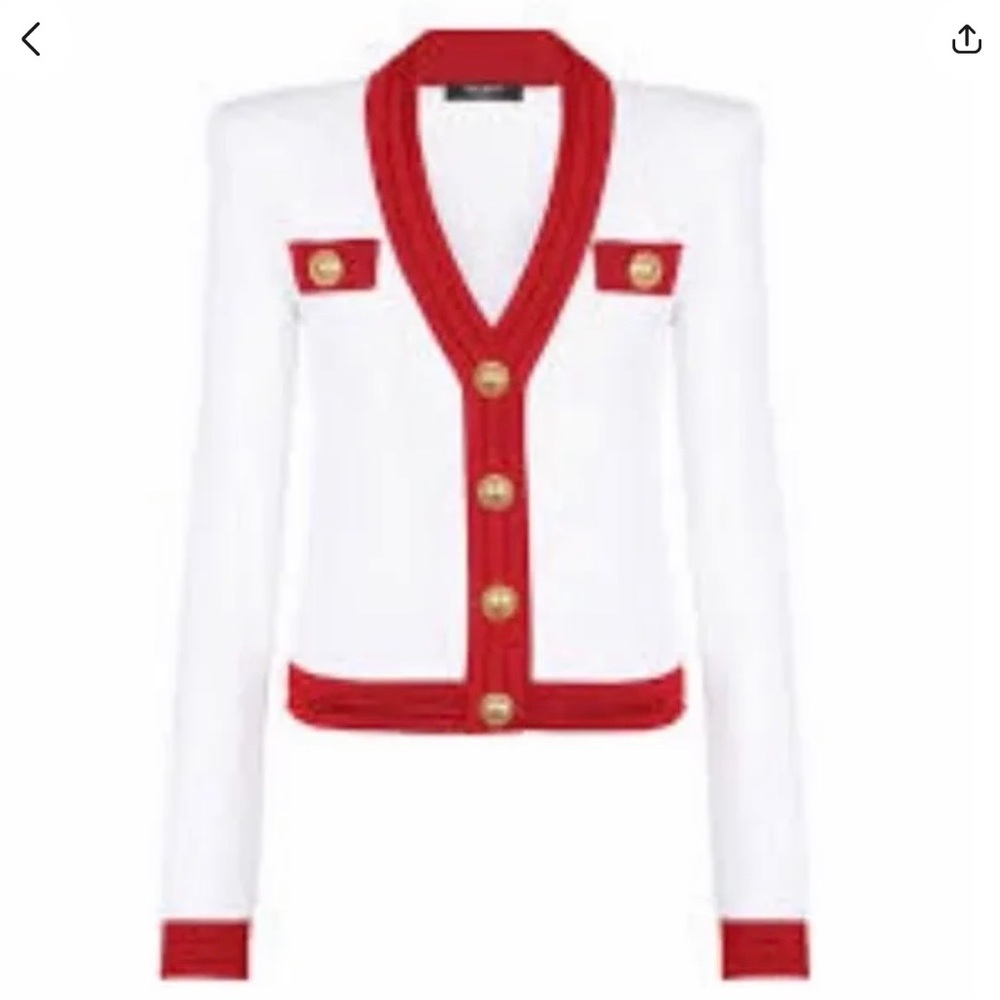 Authentic Balmain Cardigan with Gold Accents - Picture 2 of 9